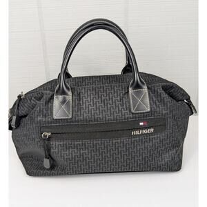 Tommy Hilfiger Womens Black Handbag Nylon Canvas Logo Purse Bag